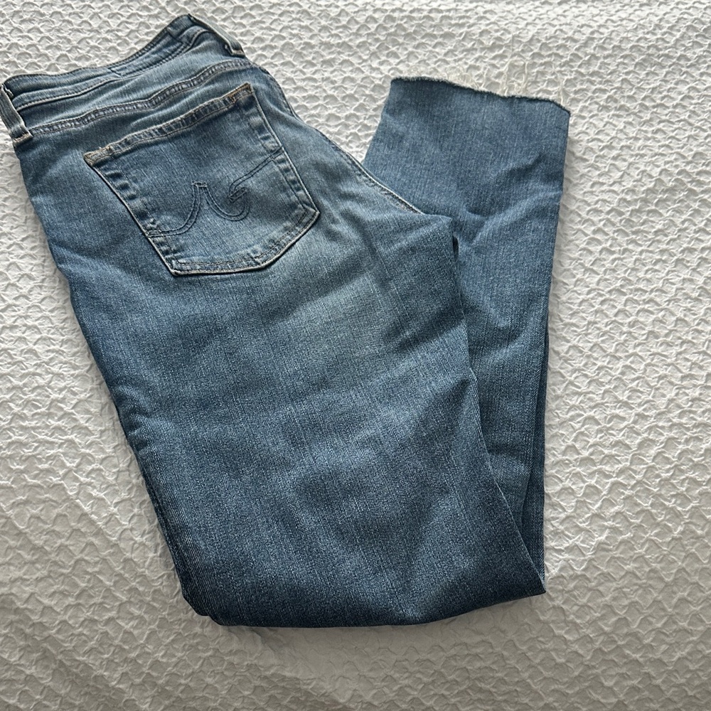 AG Adriano Goldschmied Cropped Denim Pants - Blue